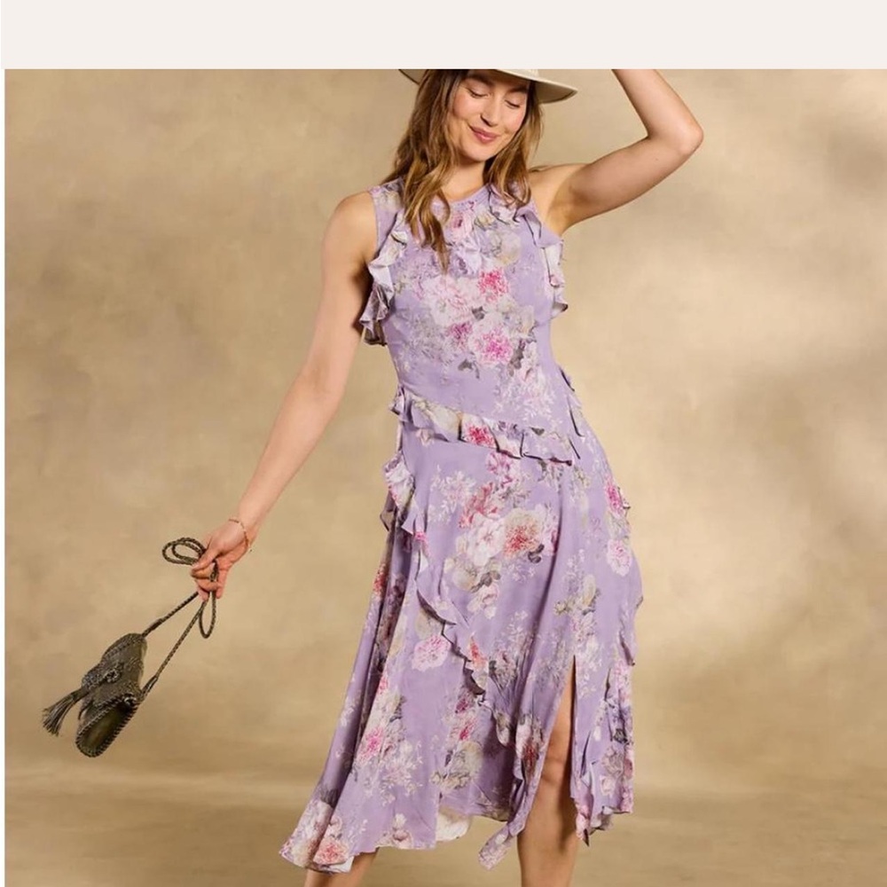 Lavender 'Faye Floral' maxi wedding guest sun dress 🪻
